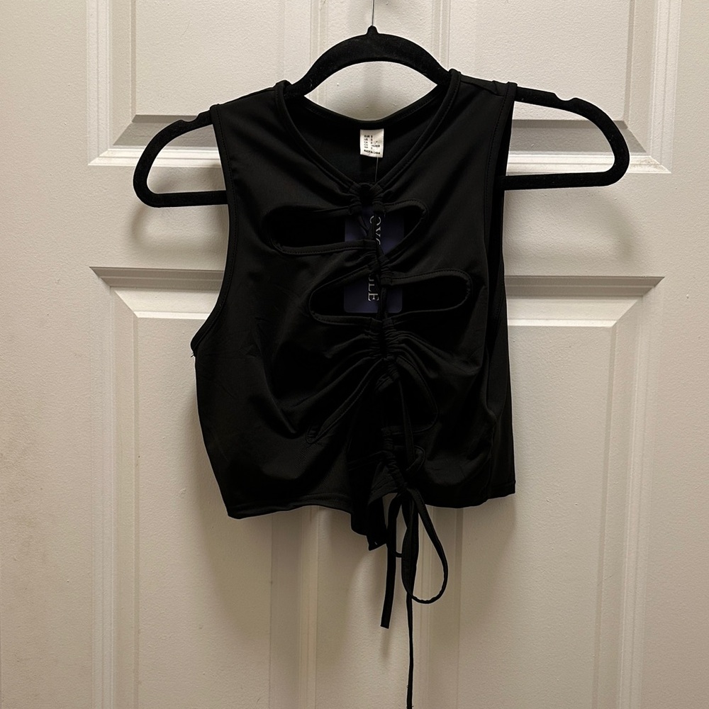 Elegant Black Cut-Out Crop Top